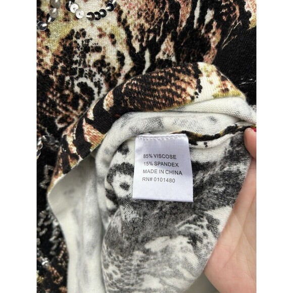 Pierri New York Women’s Sweater Animal Cheetah Print Sequins Y2K Mobwife Size S - Picture 4 of 7